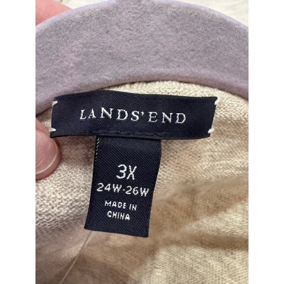 Lands' End Plus Size Natural Color Open Front Cardigan Cream Brown 3X (24W-26W) - Picture 3 of 9